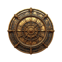 Ornate golden wheel with compass design