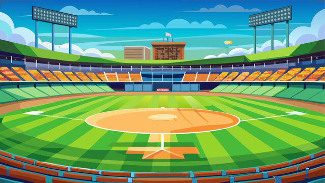 Cartoon baseball stadium field illustration