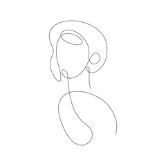 Woman Hair Bun Neck Detail One Line Art Illustration