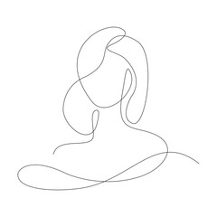 Woman Side Profile Bob Hairstyle Continuous Line Art