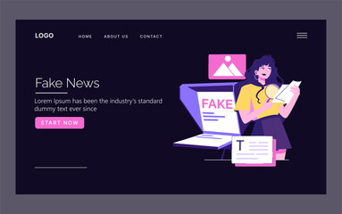 Analyzing Fake News Concept Vector Illustration