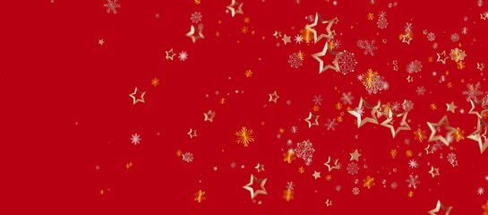 Christmas background with golden stars and snowflakes on a vibrant red backdrop. Perfect for holiday design, greetings a © vegefox.com