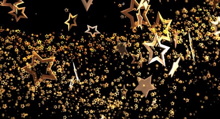 Abstract background of golden stars. Perfect for holiday themes, celebrations, and festive designs. Use it for greetings, in © vegefox.com