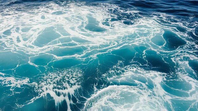 Turbulent ocean waves with white foam and deep blue water image photo