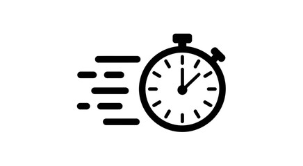 Fototapeta premium Black stopwatch icon with motion lines