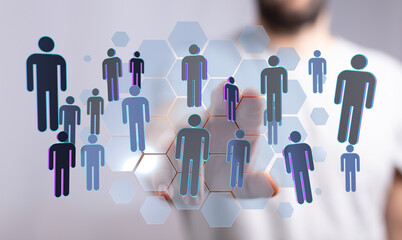 Concept of networking, social media, worldwide collaboration and human interaction on a digital network. Perfec