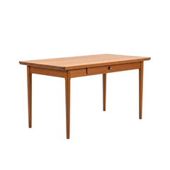 Wooden writing desk with drawer isolated on a transparent background