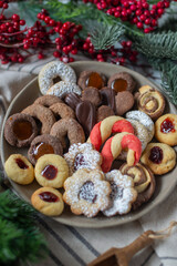 Homemade various christmas gingerbread cookies