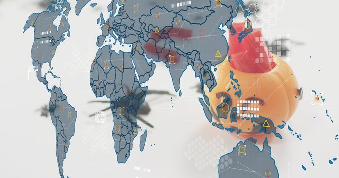 Displaying translucent map overlay showing red Central-Asia heatmap in studio, rubber duck, rotors