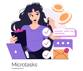 Busy Woman Managing Tasks Vector Illustration