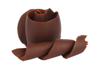 Chocolate Curls with hard texture surface, isolated on transparent background. Ideal for food and culinary design projects