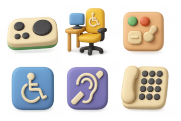 Accessible technology icons featuring simple designs for inclusivity and communication
