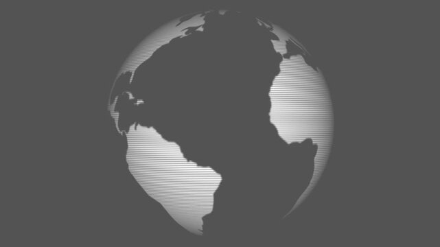 Earth globe rotating with scan against a transparent background. Alpha channel