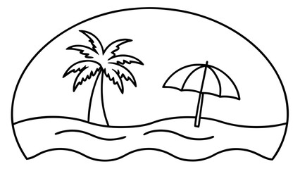 Panoramic vector beach view illustration