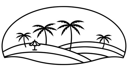 Panoramic vector beach view illustration