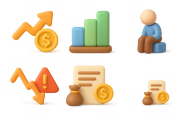 Colorful economic icons set for financial design and analysis projects