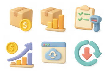 Cartoon icon set for business and finance concepts – ideal for infographics and presentations