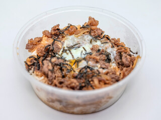 Korean Pork Rice Bowl with Rich Gochujang Sauce, Hot Steamed Rice, Authentic Korean Style Meal