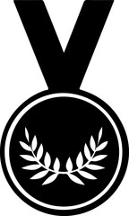 black medal with laurel wreath graphic