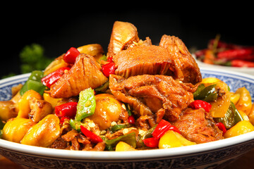 Roasted Chicken with Chestnut - Chinese Cooking Dish