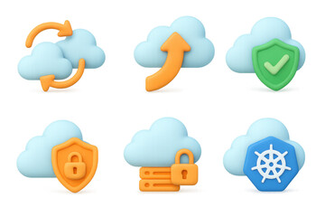 Cloud security icons illustrating data protection and technology concepts for digital design projects