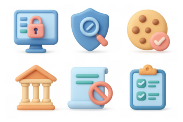 Privacy and security icon set for digital applications and websites