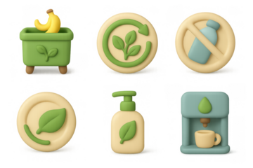 Eco friendly icon set for sustainability and recycling concepts in design projects