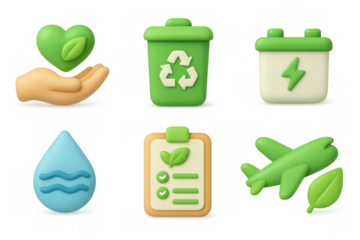 Eco icon collection for sustainable lifestyle and environmental awareness design