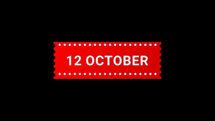 12 October Red Banner Animation with Page Turn Effect