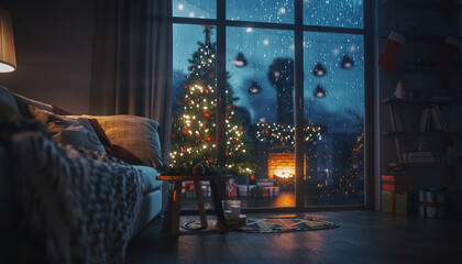 christmas tree in the interior of the church