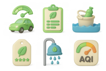 Eco friendly icon set for sustainable design and environmental awareness projects