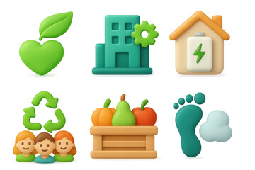 Eco friendly icon set featuring sustainability symbols for design and print projects