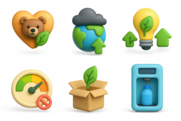 Eco friendly icon set featuring sustainability and renewable energy symbols for green design projects