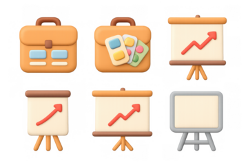 Cartoon icon set with business and presentation elements for creative design