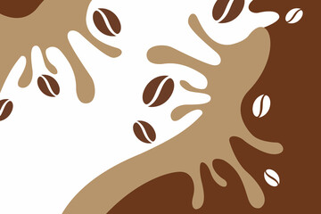 Abstract illustration of coffee splashes on a brown and cream background.