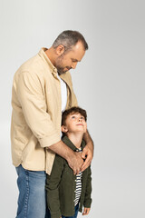 Heartwarming moment between a father and his young son sharing a special bond