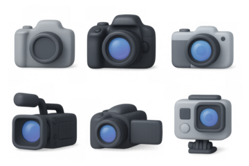 Diverse camera icon set for multimedia design and composition