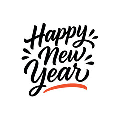 happy new year typography logo design silhouette vector line art logo design