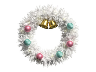 オナーメントで装飾されたクリスマスリースの3Dイラスト