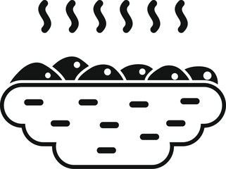 Steaming hot food bowl with meal, a concept of warm cuisine