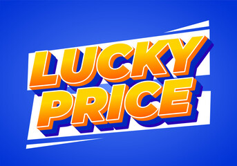 Vibrant graphic design featuring the words Lucky Price in bold, colorful typography against blue background