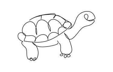 One line drawing of a sea turtle swimming in the ocean minimal continuous line illustration