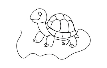 One line drawing of a sea turtle swimming in the ocean minimal continuous line illustration