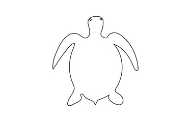 One line drawing of a sea turtle swimming in the ocean minimal continuous line illustration