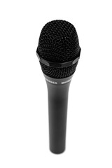 Black wireless condenser microphone isolated on white background