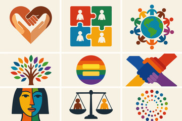 Fototapeta premium Diversity, Inclusion and Equality Illustration Set