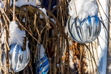 close up of christmas decorations outdoors