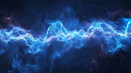 Abstract blue energy wave glowing in the dark