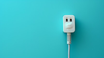 Electric plug and cable arranged neatly on solid color backgrou powerful electric energy abstract background high resolution stock photography