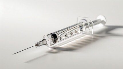Medical syringe with soft shadow on pure white background healt medical healthcare concept professional background high resolution stock photo